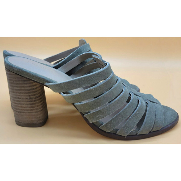 Crevo Hazelle Stacked Heeled Women's Size 10 Strappy Suede Sage Green Sandal - Picture 5 of 12
